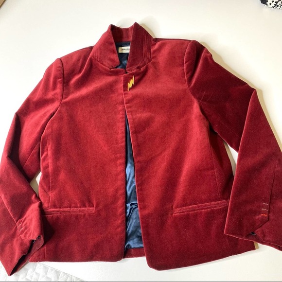 Zadig & Voltaire Vollys Velours Red Velvet Blazer - Picture 3 of 13